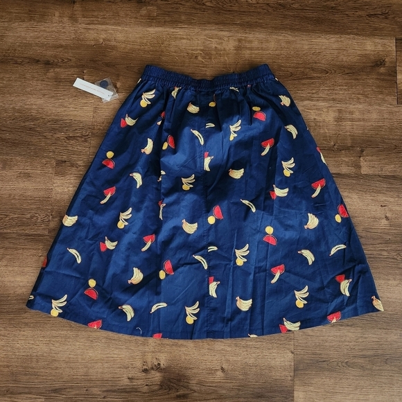 Modcloth Working for the Long Weekend A-Line Skirt Navy Bananas - Picture 5 of 5